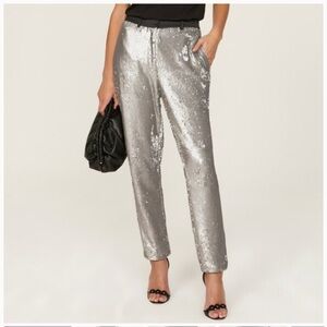 NEW WITH TAGS All Saints Leigh Metallic Sequined Silver Trousers size 4